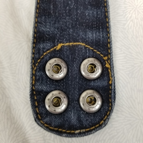 No Boundaries dark denim belt O ring closure metal silver studs boho edgy rock L - Picture 3 of 11